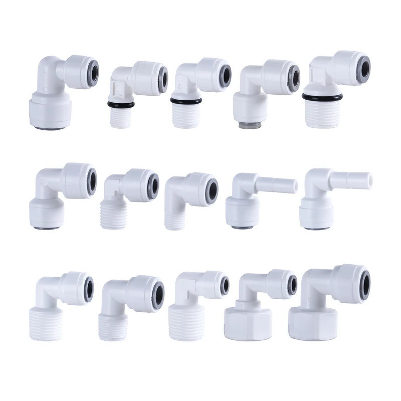 90 องศาข้อศอก RO น้ําข้อต่อชายหญิงด้าย 1/4 3/8 ปอม ท่อ PE ท่อเชื่อมต่อกรอง Reverse Osmosis อะไหล่ 15 ประเภท