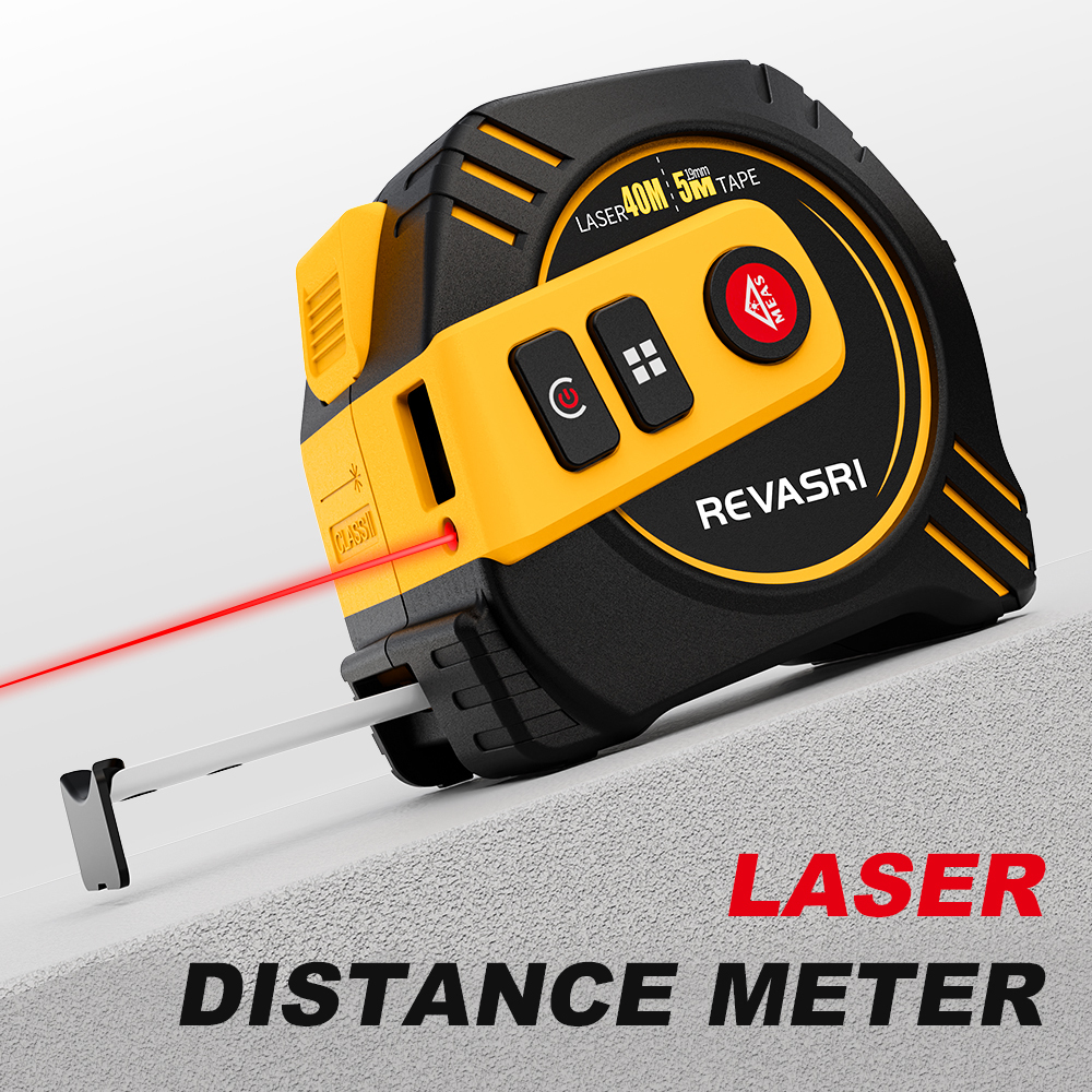 ตลับเมตรเลเซอร์ REVASRI 2 In 1 เครื่องวัดระยะเลเซอร์ไม้บรรทัดอัจฉริยะเครื่องมือวัดเหล็ก