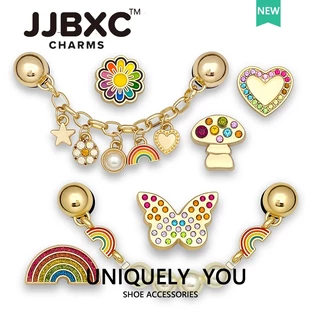 JJBXC ตัวติดรองเท้า charm ประดับเพชรและมุก ดีไซน์หรูหรา แวววาว แฟชั่นพรีเมียม ติดแน่น ทนทกรณ์ตกแต่าน อุปงรองเท้า