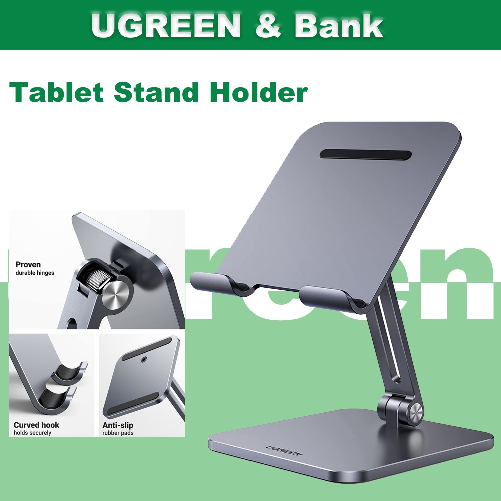 Ugree n ที่วางแท็บเล็ตสําหรับโต๊ะที่วางขาตั้งอะลูมิเนียมแบบพกพาแบบปรับได้แท่นวางแบบพับได้