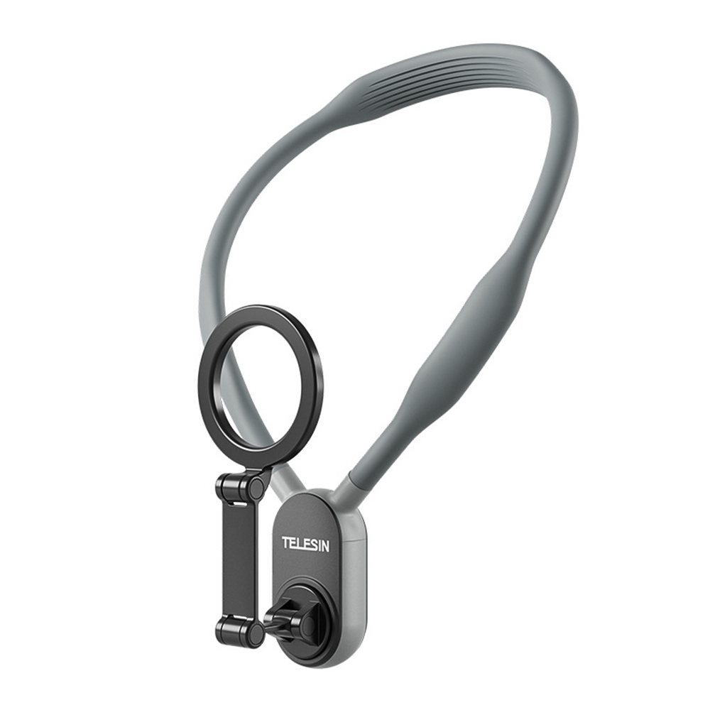 Telesin MNM-001 ที่วางโทรศัพท์แบบคล้องคอพร้อมที่วางโทรศัพท์แบบแม่เหล็ก Quick Release หลายมุมปรับได้พร้อมสายรัดและแหวนโลหะเข้ากันได้กับ iPhone 15/14/13/12 Android Smar