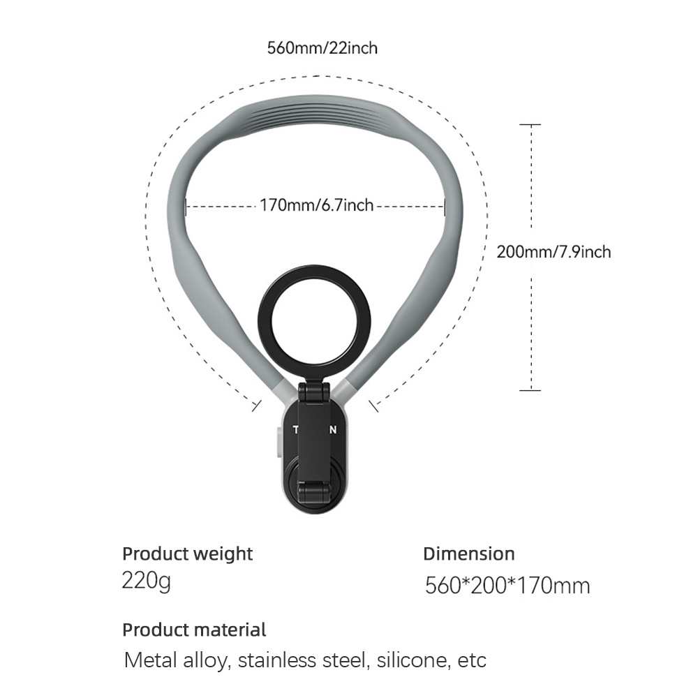 Telesin MNM-001 ที่วางโทรศัพท์แบบคล้องคอพร้อมที่วางโทรศัพท์แบบแม่เหล็ก Quick Release หลายมุมปรับได้พร้อมสายรัดและแหวนโลหะเข้ากันได้กับ iPhone 15/14/13/12 Android Smar