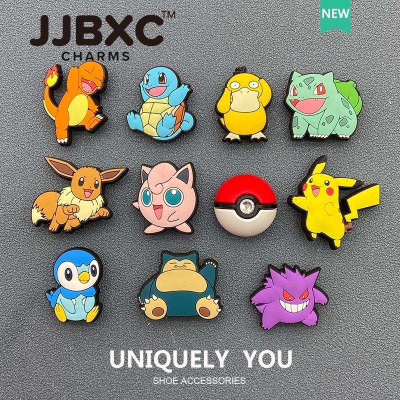 JJBXC ตัวติดรองเท้า charm ลายมอนสเตอร์น่ารัก สีสันสดใส สไตล์การ์ตูนแฟนตาซี ดีไซน์สนุก ติดแน่น อุปกรณ์ตกแต่งรองเท้า