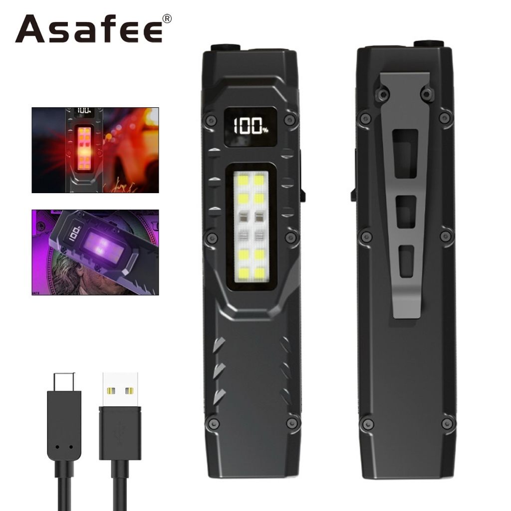 ASAFEE V007 ไฟฉาย 1200LM ที่มีประสิทธิภาพ 1000mAh พ็อกเก็ตกันน้ํา IPX44 มัลติฟังก์ชั่นมินิไฟฉายทํางาน