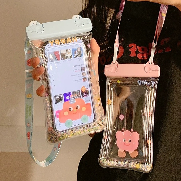 Seagloca ถุงลมนิรภัย Anti-drop โทรศัพท์มือถือกระเป๋ากันน้ําแขวนคอหน้าจอสัมผัสสําหรับผู้หญิงไม่มี กระเป๋ากันน้ำสงกรานต์ 2016