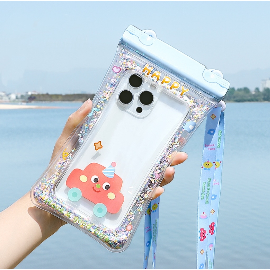 Seagloca ถุงลมนิรภัย Anti-drop โทรศัพท์มือถือกระเป๋ากันน้ําแขวนคอหน้าจอสัมผัสสําหรับผู้หญิงไม่มี กระเป๋ากันน้ำสงกรานต์ 2016