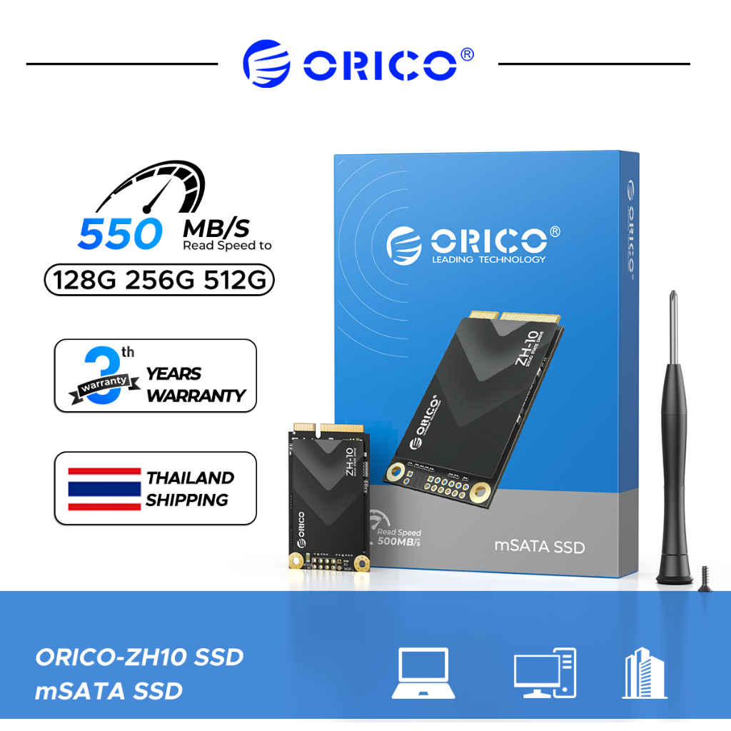 ORICO mSATA SSD SATA III 6Gbps 3D NAND 128GB 256GB 512GB สำหรับแล็ปท็อป Ultrabooks Desktop (ZH10)