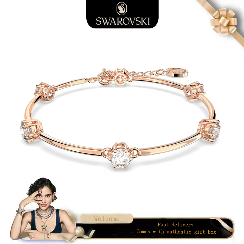 Swarovski (ใหม่) สร้อยข้อมือสุภาพสตรีแฟชั่น สร้อยข้อมือ สร้อยข้อมือ Rose Gold Constella รอบตัดเพชรสีขาว ของขวัญวันวาเลนไทน์ ของขวัญวันเกิด