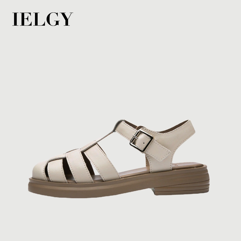 IELGY หนังนุ่ม ไม่เป็นทางการ รองเท้าแตะโรมันผู้หญิงฤดูร้อนทอ อ่อนนุ่ม เพียงผู้เดียว แบน เพียงผู้เดียว