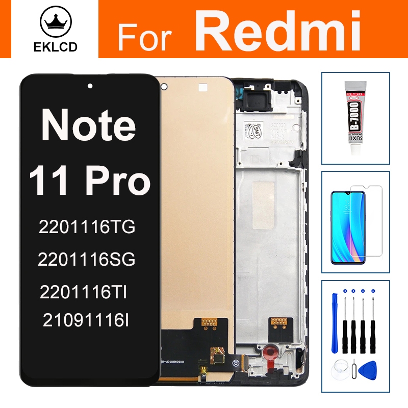 หน้าจอ 6.67" สําหรับ Xiaomi Redmi Note 11 Note11 Pro 4G 5G 2201116ทีจี 21091116I LCD Touch Screen Digitizer Assembly พร้อมกรอบ