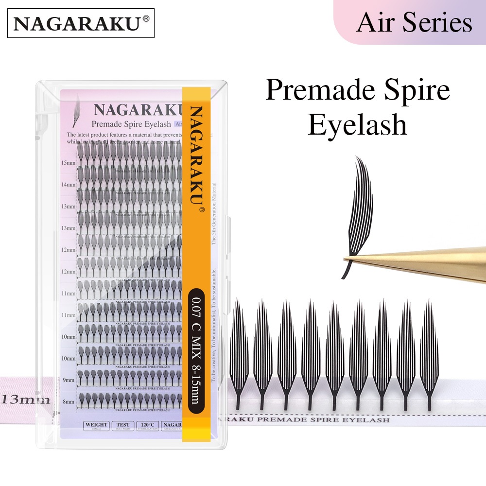 Nagaraku Spire ขนตาปลอม Air Series Premade Feather Light Eyelash Extensions