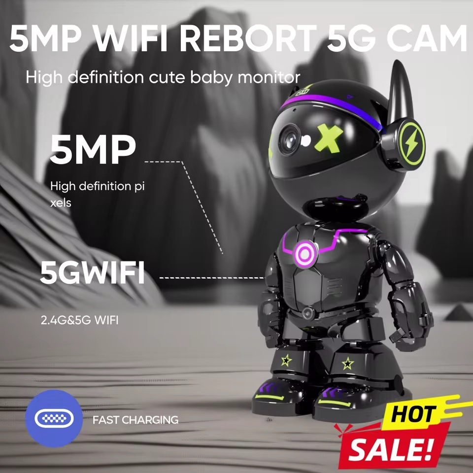 5mp PTZ WIFI กล้อง IP ไร้สาย Home Security กล้องหุ่นยนต์ 360° เสียงสองทางการติดตามอัตโนมัติเลนส์ที่มองไม่เห็นการตรวจสอบทารกในร่ม