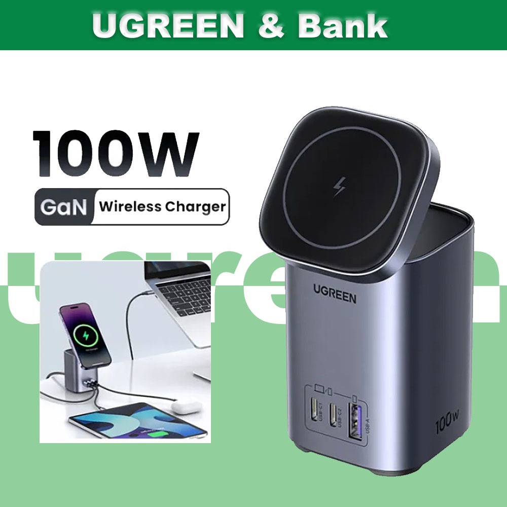 UGREE N Mag 100W ประมาณแท่นชาร์จเร็ว 3-in-1 แท่นชาร์จ 100W