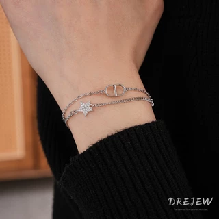 เดรช ตัวอักษรโลหะสองชั้นจี้สร้อยข้อมือแฟชั่นย้อนยุคเครื่องประดับมือผู้หญิง