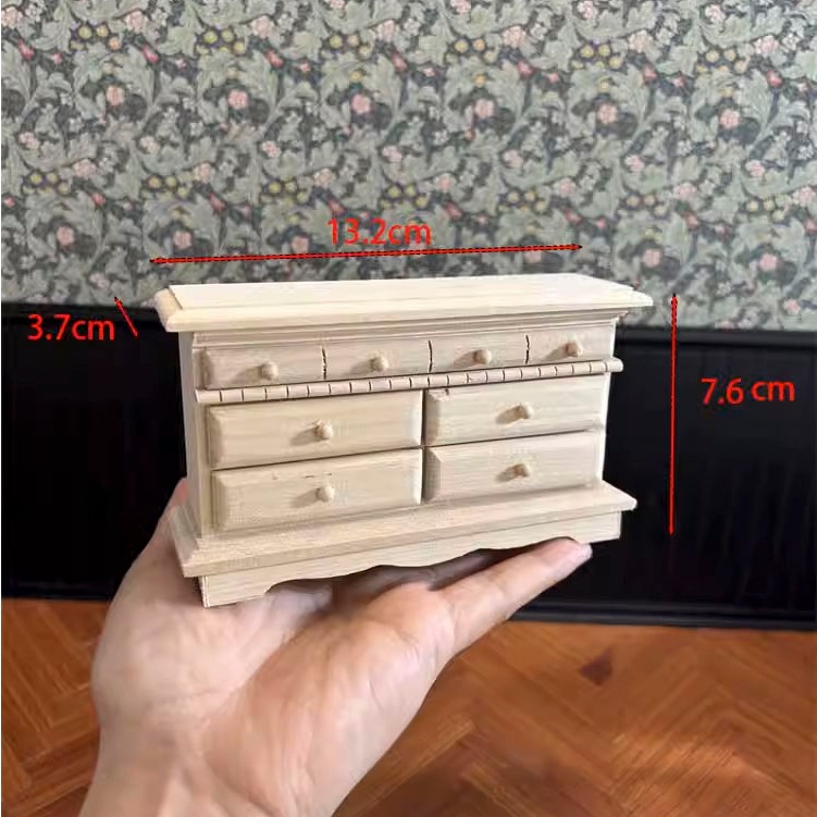 Bjd 1/12 บ้านตุ๊กตาเฟอร์นิเจอร์ขนาดเล็ก OB11DIY ตู้ไม้ตู้ทีวีหน้าอกลิ้นชักตู้ข้างเตียงโมเดลตกแต่งขนาดเล็ก