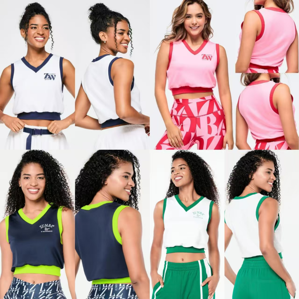 Zumba Zumba Zumba Dance กีฬาฟิตเนส 2025 เสื้อกั๊กสั้นสีน้ําเงินสีขาวผู้หญิงเทอร์รี่ Zumba ปีใหม่เสื้