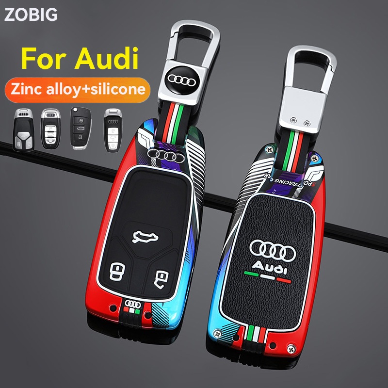 ZOBIG Track สังกะสีกุญแจรถ Fob ฝาครอบกรณีปกป้องสําหรับ 2025 Audi A4 Q7 Q5 TT A3 A6 SQ5 R8 S5 A7 A8 E