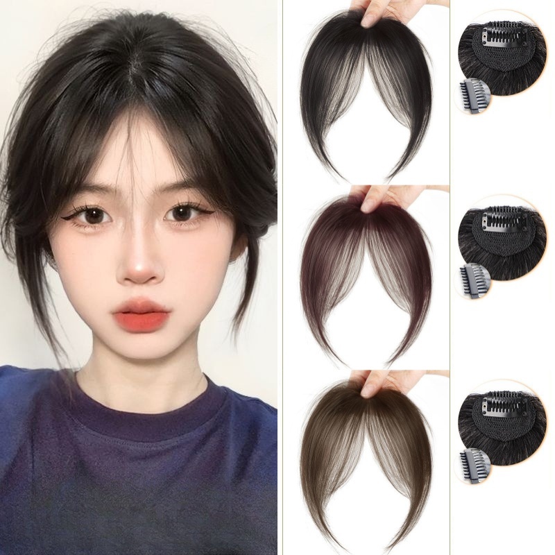 Annapink.th ตรงกลางปลอม Bangs Fringe สังเคราะห์ Topper Hairpiece คลิปใน Bang Extension ธรรมชาติที่มองไม่เห็น Clurse Hairpiece ผู้หญิง EN