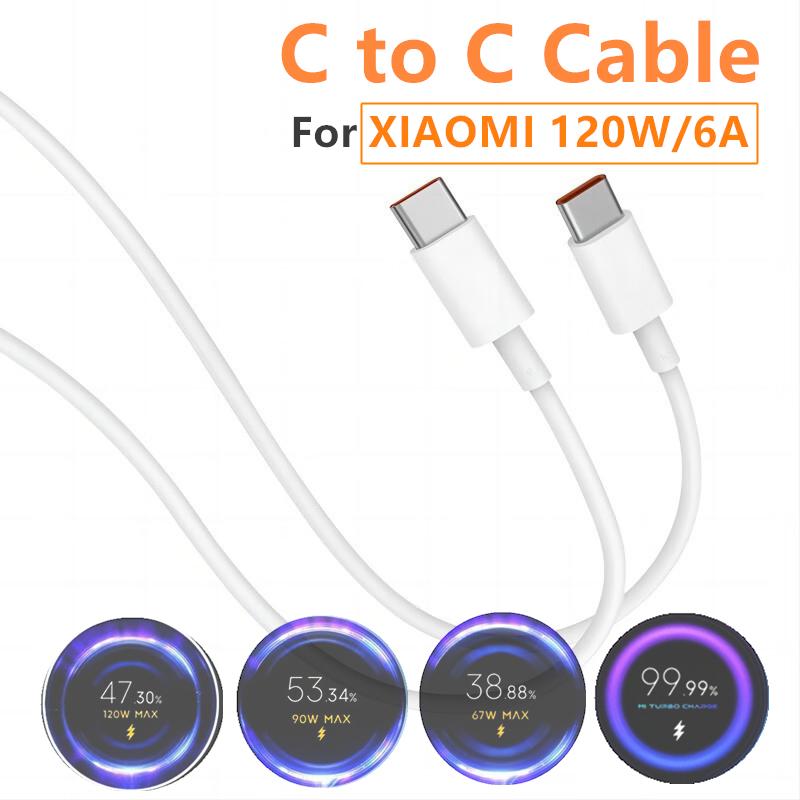 สายเคเบิลข้อมูล Xiaomi 120W 6A TypeC สำหรับ Xiaomi 15 / Redmi K70 สายชาร์จเร็ว c to c สายชาร์จโทรศัพท์มือถือ