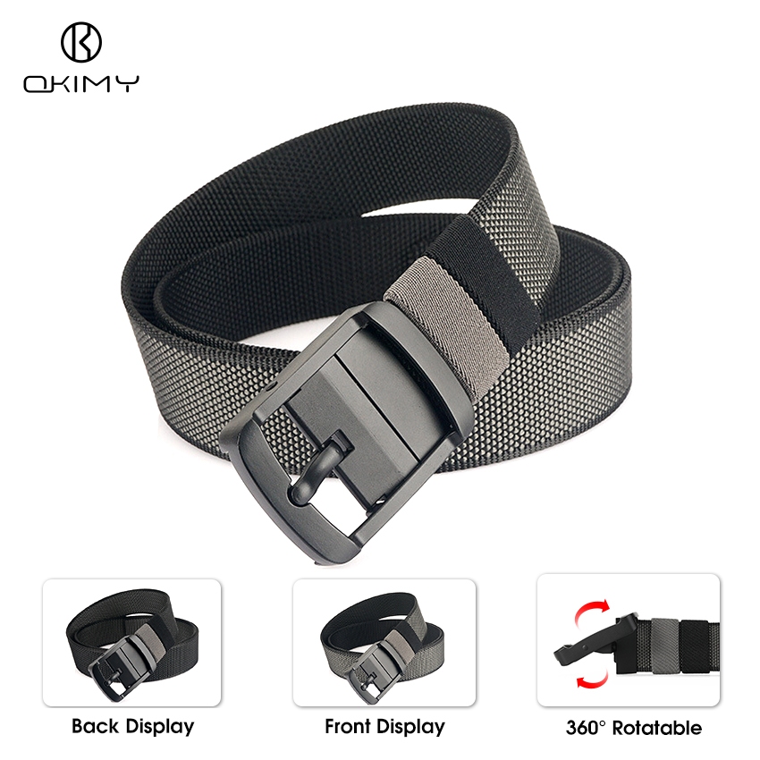 OKIMY ผู้ชายเข็มขัดกลางแจ้งยุทธวิธีเข็มขัดปรับหัวเข็มขัดเข็มขัดสองด้านสองด้านสองสีเข็มขัด