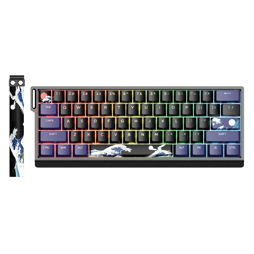 Xvx H61 60% เปอร์เซ็นต์คีย์บอร์ดพร้อมสายอลูมิเนียมคีย์บอร์ดเกม Hot Swappable Kanagawa อะนิเมะ PBT Keycaps