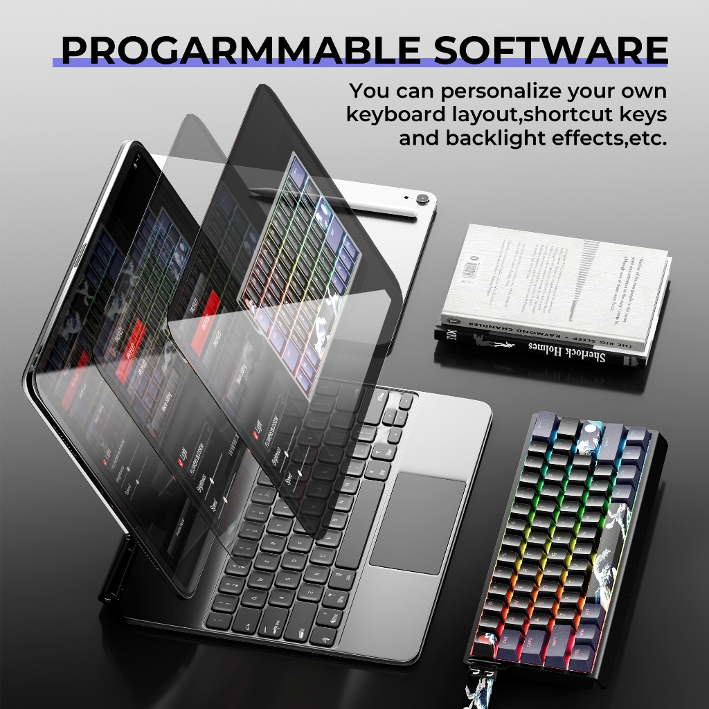 Xvx H61 60% เปอร์เซ็นต์คีย์บอร์ดพร้อมสายอลูมิเนียมคีย์บอร์ดเกม Hot Swappable Kanagawa อะนิเมะ PBT Keycaps