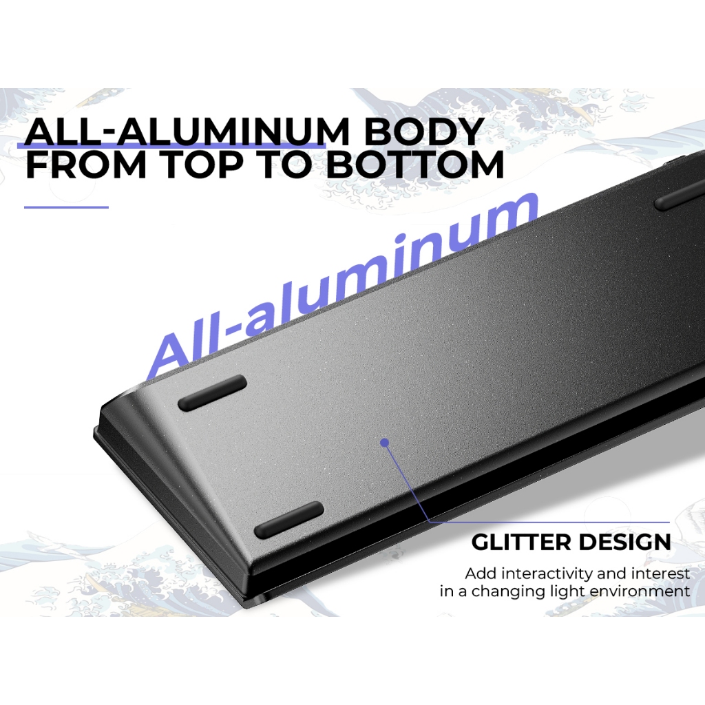 Xvx H61 60% เปอร์เซ็นต์คีย์บอร์ดพร้อมสายอลูมิเนียมคีย์บอร์ดเกม Hot Swappable Kanagawa อะนิเมะ PBT Keycaps