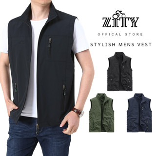 ZITY ฤดูร้อน เสื้อแขนกุดชายเสื้อกั๊กกลางแจ้งสบาย ๆ น้ำหนักเบ…
