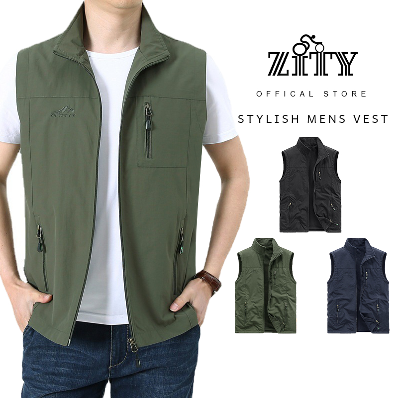 【COD】ZITY ฤดูร้อน เสื้อแขนกุดชายเสื้อกั๊กกลางแจ้งสบาย ๆ น้ำหนักเบาระบายอากาศกันน้ำ M-6XL