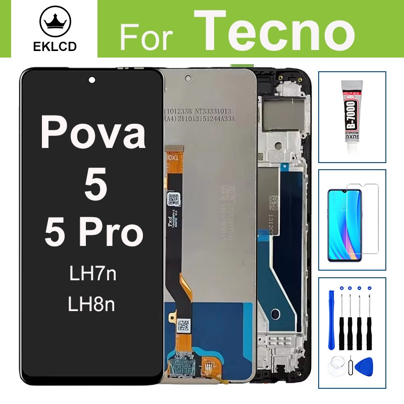 คุณภาพสูงสําหรับ Tecno Pova 5 Pova5 Pro LH7n LH8n จอแสดงผล LCD Touch Screen Digitizer Assembly กรอบอ