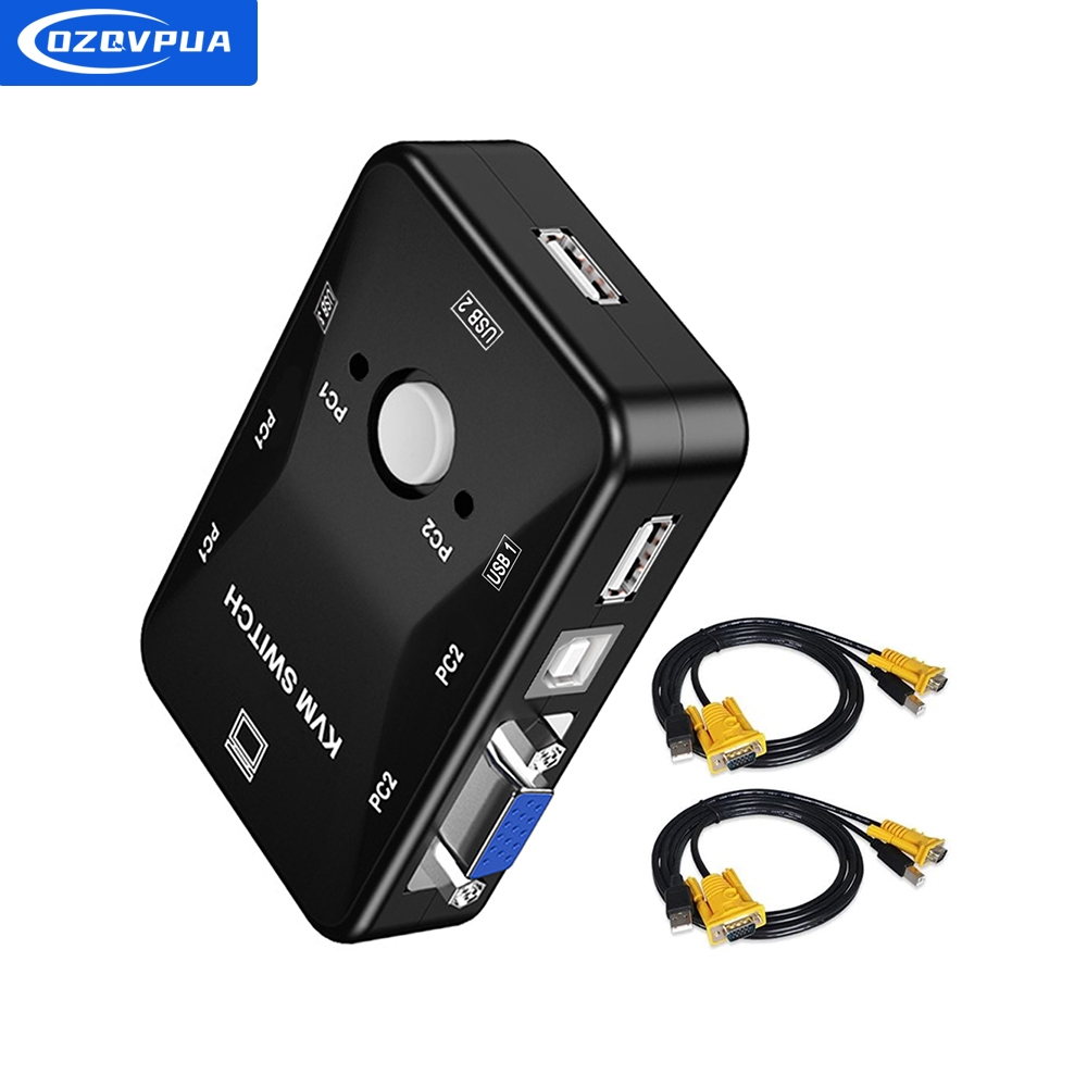 KVM Switch, Usb Kvm Switch 2 คอมพิวเตอร์ Sharing 4 อุปกรณ์ USB, Kvm Switch Dual Monitor 2 in 1 Out, 