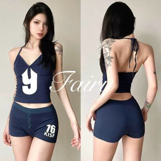 Fariy🍒คลังสินค้าพร้อม🍒เสื้อชั้นในสตรีคอวีพิมพ์ลายตัวอักษรย้อ…