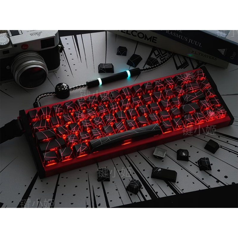 Keycap เฉพาะSpider Web Keycapด้านข้างแกะสลักShineผ่าน 138 คีย์โปรไฟล์เชอร์รี่PBT Dye-subสําหรับCherry MX Switchคีย์บอร์ดเครื่องกล