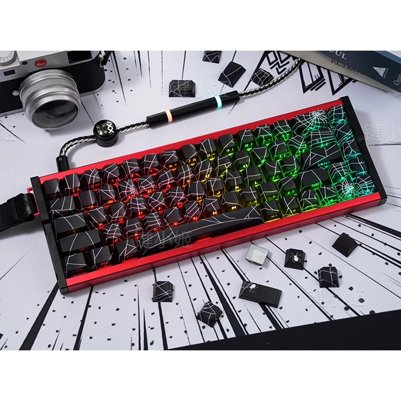 Keycap เฉพาะSpider Web Keycapด้านข้างแกะสลักShineผ่าน 138 คีย์โปรไฟล์เชอร์รี่PBT Dye-subสําหรับCherry MX Switchคีย์บอร์ดเครื่องกล