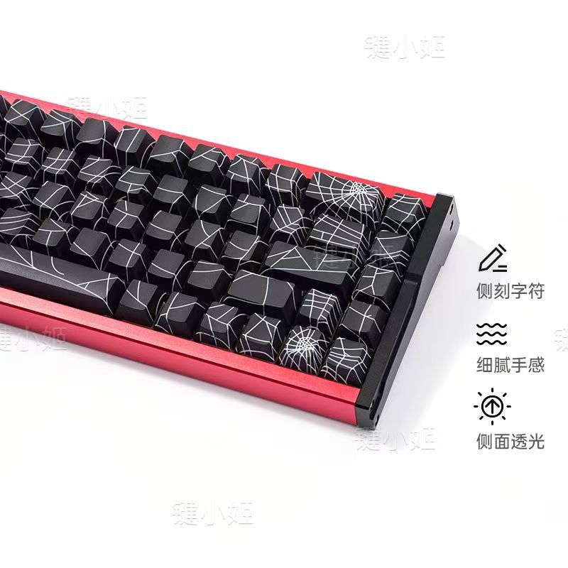 Keycap เฉพาะSpider Web Keycapด้านข้างแกะสลักShineผ่าน 138 คีย์โปรไฟล์เชอร์รี่PBT Dye-subสําหรับCherry MX Switchคีย์บอร์ดเครื่องกล