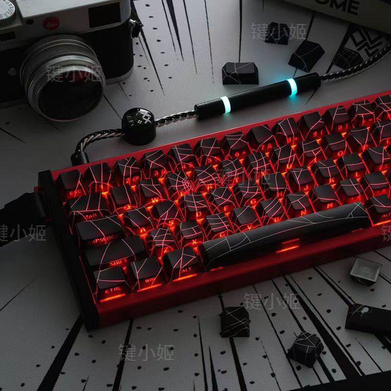 Keycap เฉพาะSpider Web Keycapด้านข้างแกะสลักShineผ่าน 138 คีย์โปรไฟล์เชอร์รี่PBT Dye-subสําหรับCherry MX Switchคีย์บอร์ดเครื่องกล