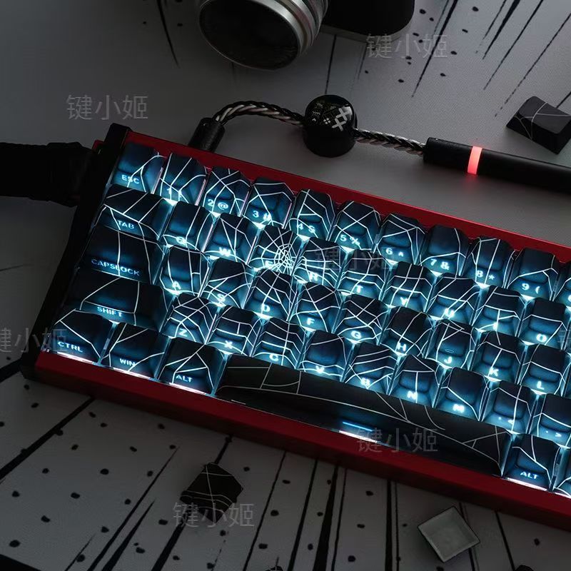 Keycap เฉพาะSpider Web Keycapด้านข้างแกะสลักShineผ่าน 138 คีย์โปรไฟล์เชอร์รี่PBT Dye-subสําหรับCherry MX Switchคีย์บอร์ดเครื่องกล