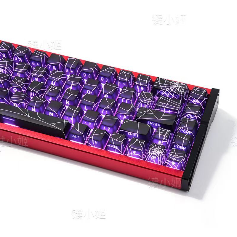 Keycap เฉพาะSpider Web Keycapด้านข้างแกะสลักShineผ่าน 138 คีย์โปรไฟล์เชอร์รี่PBT Dye-subสําหรับCherry MX Switchคีย์บอร์ดเครื่องกล