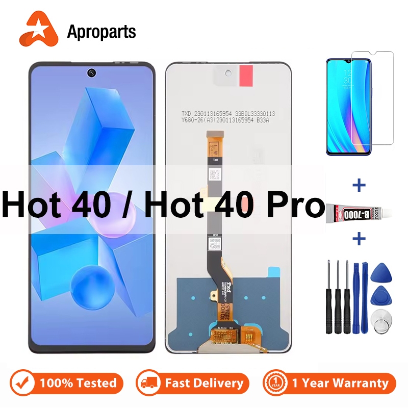 Lcd ต้นฉบับสําหรับ Infinix Hot 40 Hot40 Pro X6836 X6837 จอแสดงผล Touch Screen Digitizer Assembly กรอบอะไหล่