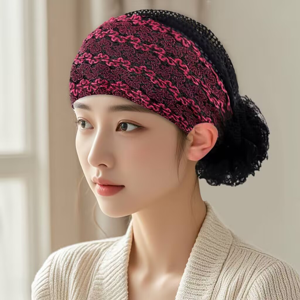 หมวกมุสลิมสไตล์ใหม่แฟชั่นตาข่ายระบายอากาศหมวกปักลูกไม้ผ้าคลุมศีรษะ - รูปที่ 2