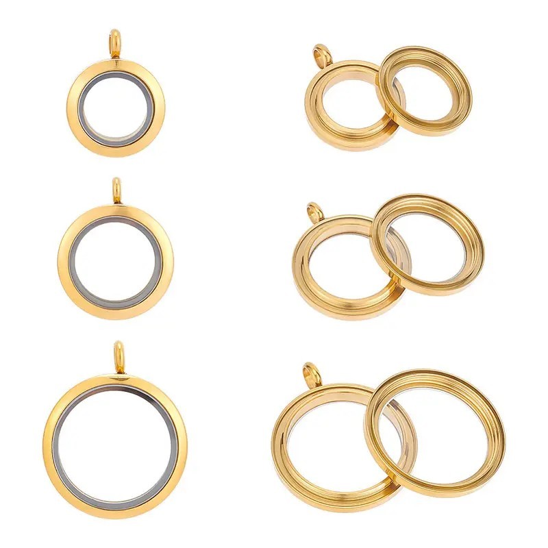 Diy Living Memory Floating Locket Alloy Toughened Glass Charms ขนาดเล็กน่ารัก 30 มม.Locket จี้คริสตัลไม่มีสร้อยคอ - รูปที่ 5