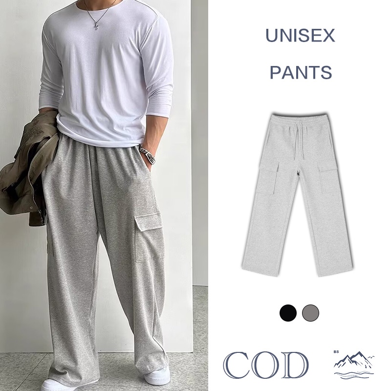 BS |pants กางเกงวอร์ม กางเกงขายาวผู้ชาย เวลาว่าง สรุปง่ายๆง่ายๆ การออกกำลังกายที่เหมาะสม สีดำและสีเทา