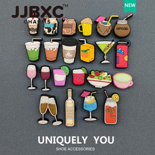 JJBXC ตัวติดรองเท้า charm ลายแก้วแชมเปญ ไวน์แดง กาแฟ มัทฉะ ส…