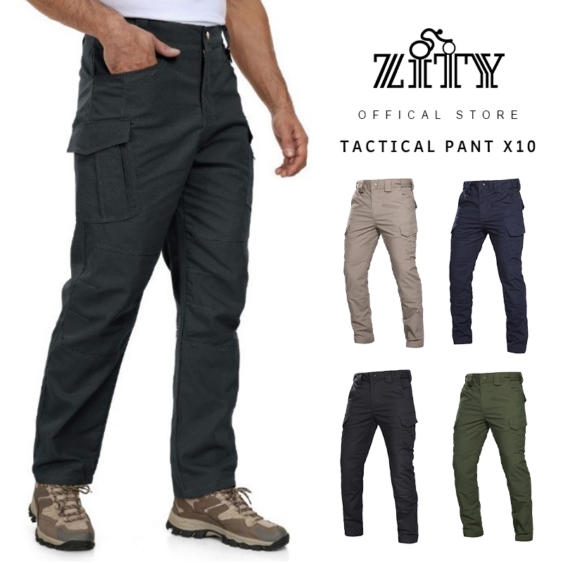 ZITY เนื้อผ้ายืดหยุ่น กางเกงคาร์โก้ชาย กางเกงยุทธวิธี IX10 (Cargo pants men) เหมาะสำหรับกลางแจ้งและใ