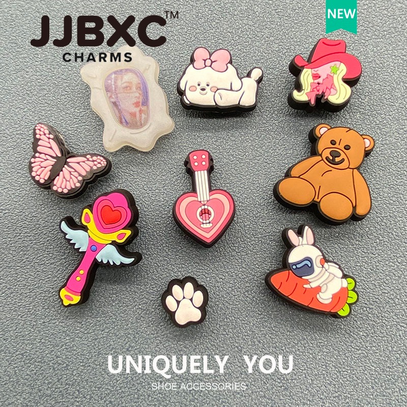 JJBXC ตัวติดรองเท้า charm โลหะสีม่วง ลายหัวใจ กีตาร์ แว่นตา แฟชั่น น่ารัก DIY อุปกรณ์ตกแต่งรองเท้า