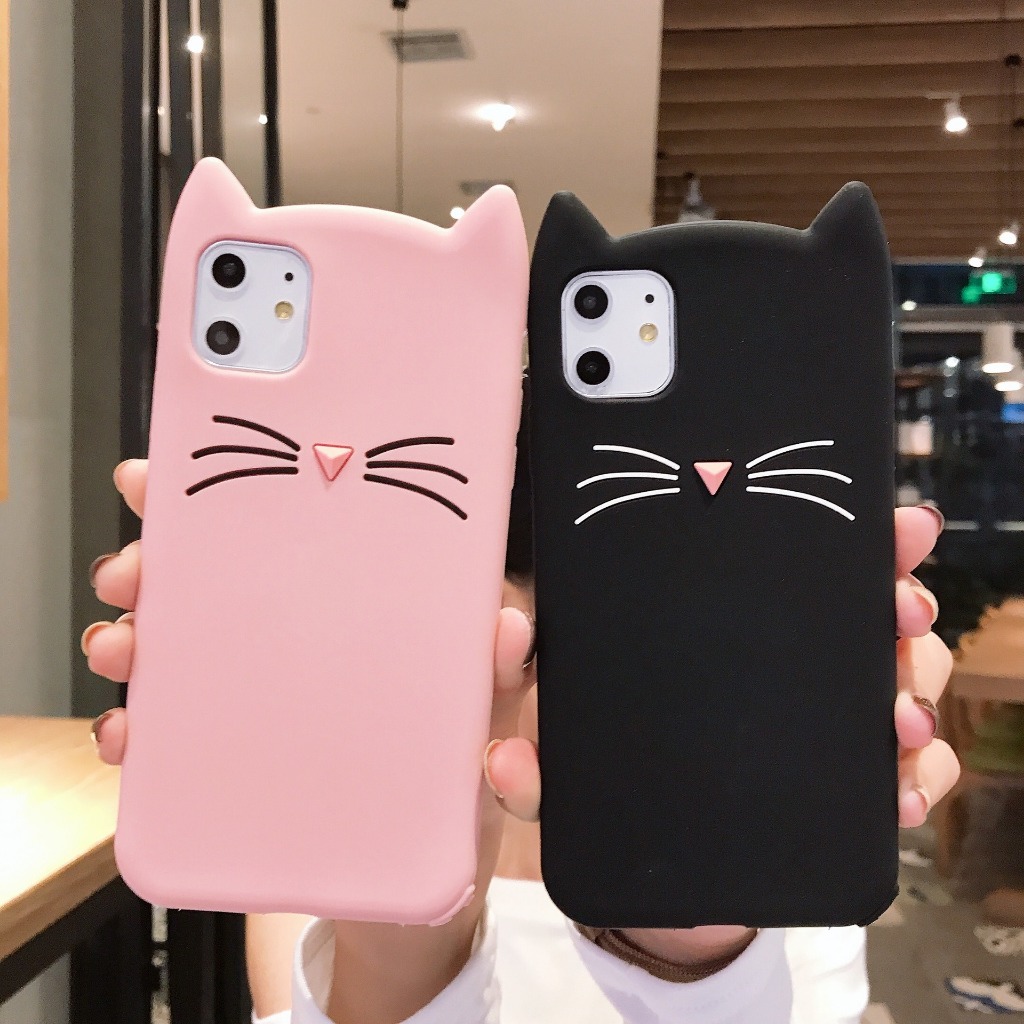 Iphone 4 4s 5 5s 6s PLUS 7 8 PLUS XS MAX XR 11-16 PRO MAX CUTE CAT SOFT RUBBER PHONE CASE