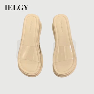 IELGY ฝรั่งเศส แบนฟอร์ม แพลตฟอร์มลิ่มสายรัดรองเท้าแตะผู้หญิง…