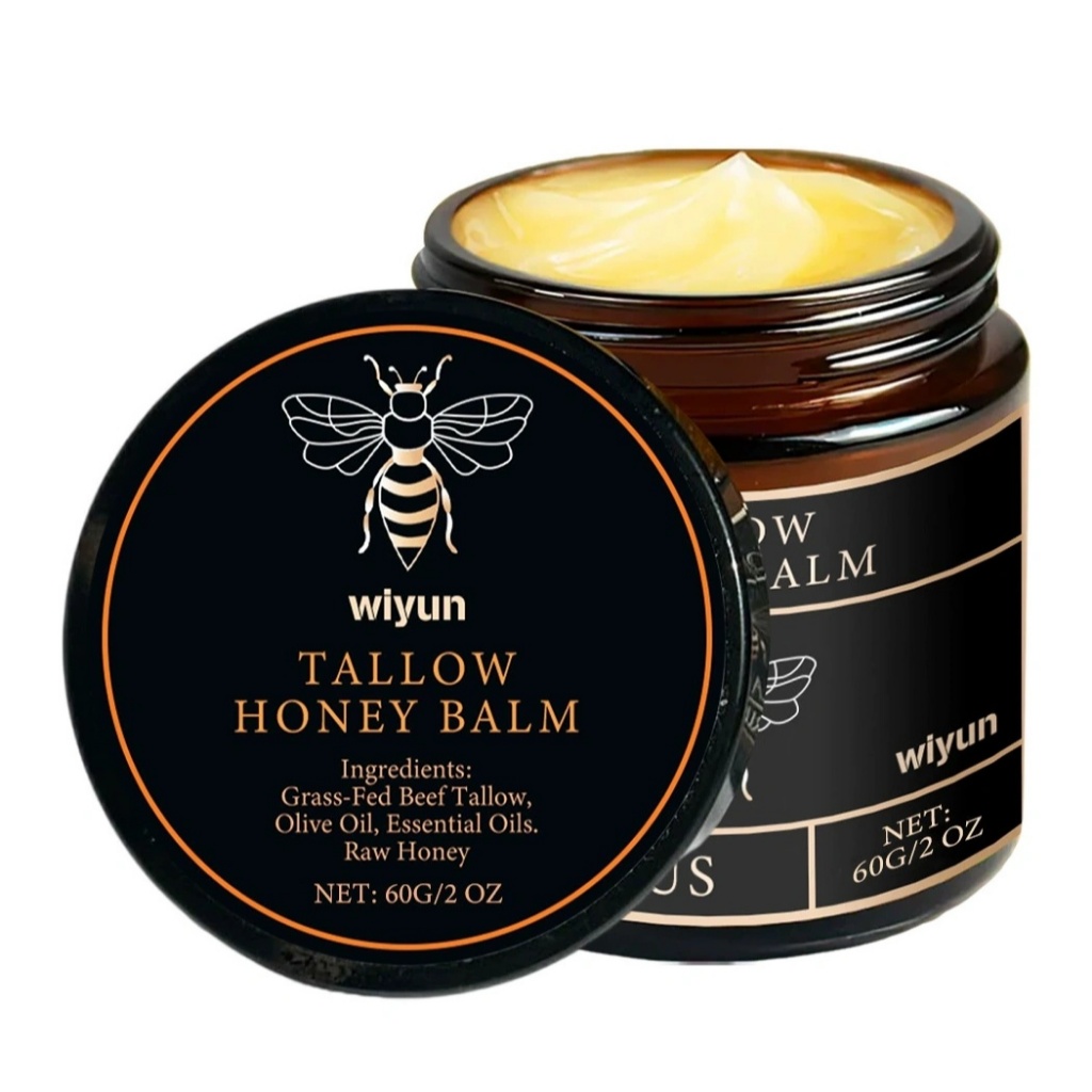 Organic Grass-Fed Beef Tallow Balm with Raw Honey - ครีมให้ความชุ่มชื้นเพื่อผิวนุ่มลื่น - มอยเจอร์ไรเซอร์ทํามือจากธรรมชาติ