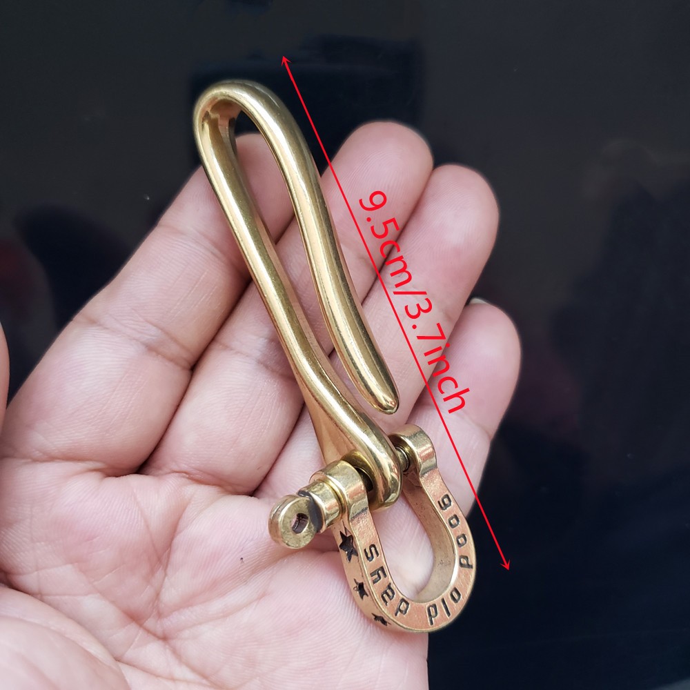 Heavy Duty ทองเหลืองแข็ง U Hook พวงกุญแจกระเป๋าสตางค์เข็มขัดตะขอ D โบว์กุญแจมือความยาว: 9.5 ซม.