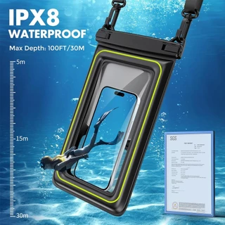 IPX8 กระเป๋าใส่โทรศัพท์กันน้ําลอย [เบาะฟองน้ํา] เคสโทรศัพท์กระเป๋าแห้งสําหรับ iPhone 17 16 15 14 Pro 13 13 Pro Max 12 11 XR XS SE, Samsung Galaxy